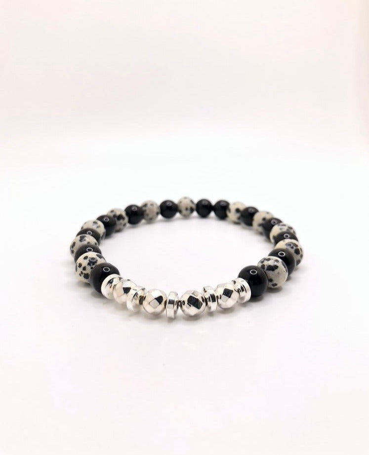 Dalmation Jasper Silver Bracelets