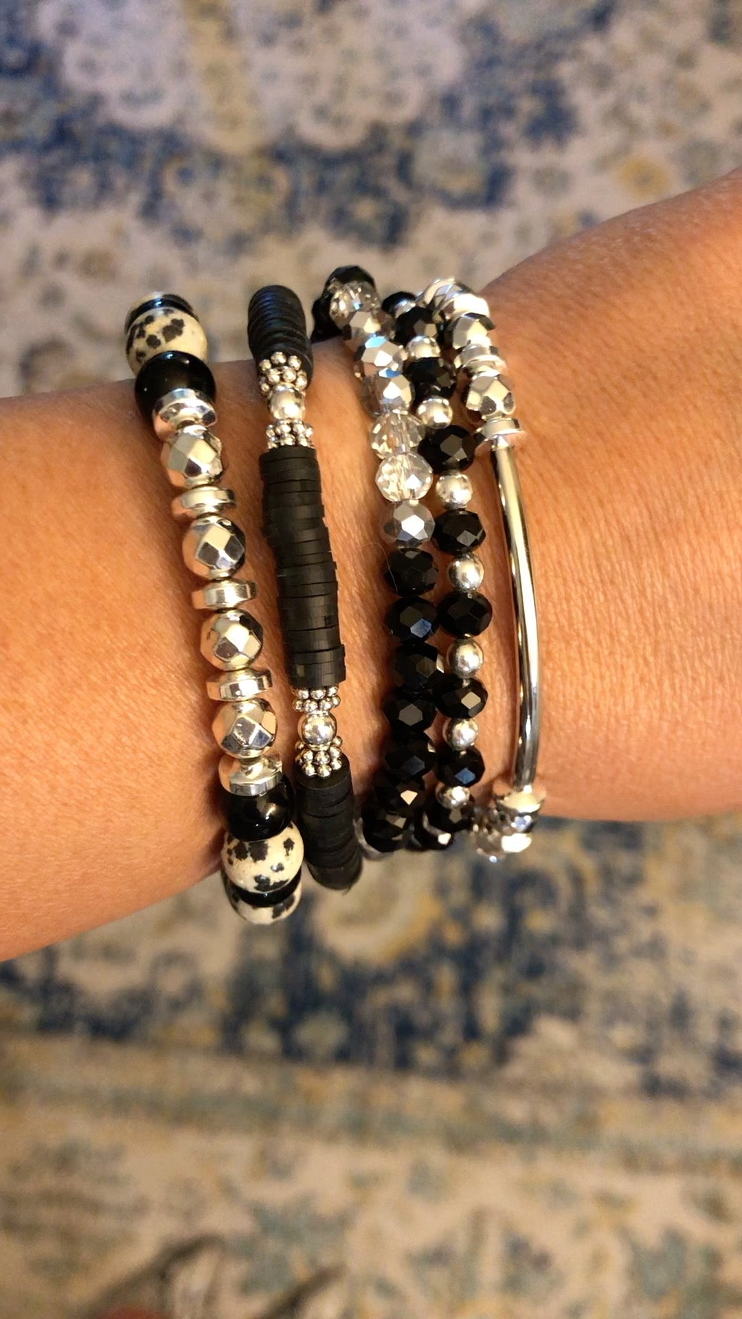 Dalmation Jasper Silver Bracelets