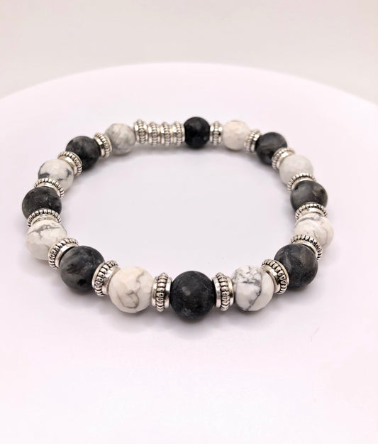 Labradorite & White Howlite Calming Protection Zen Bracelet