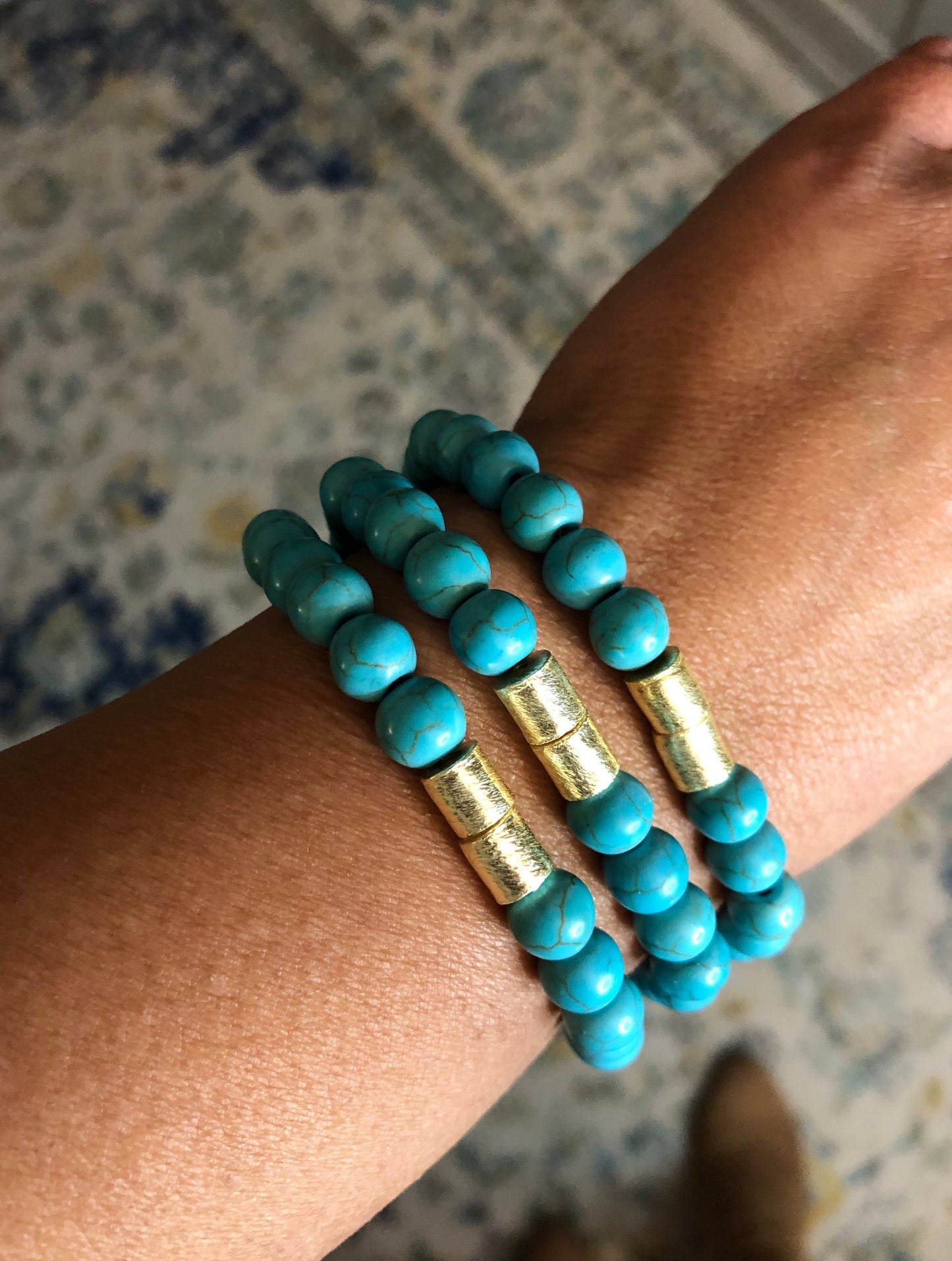 Rodeo Western Bracelets, Stacking Bracelets, Turquoise Magnesite Beaded Jewelry