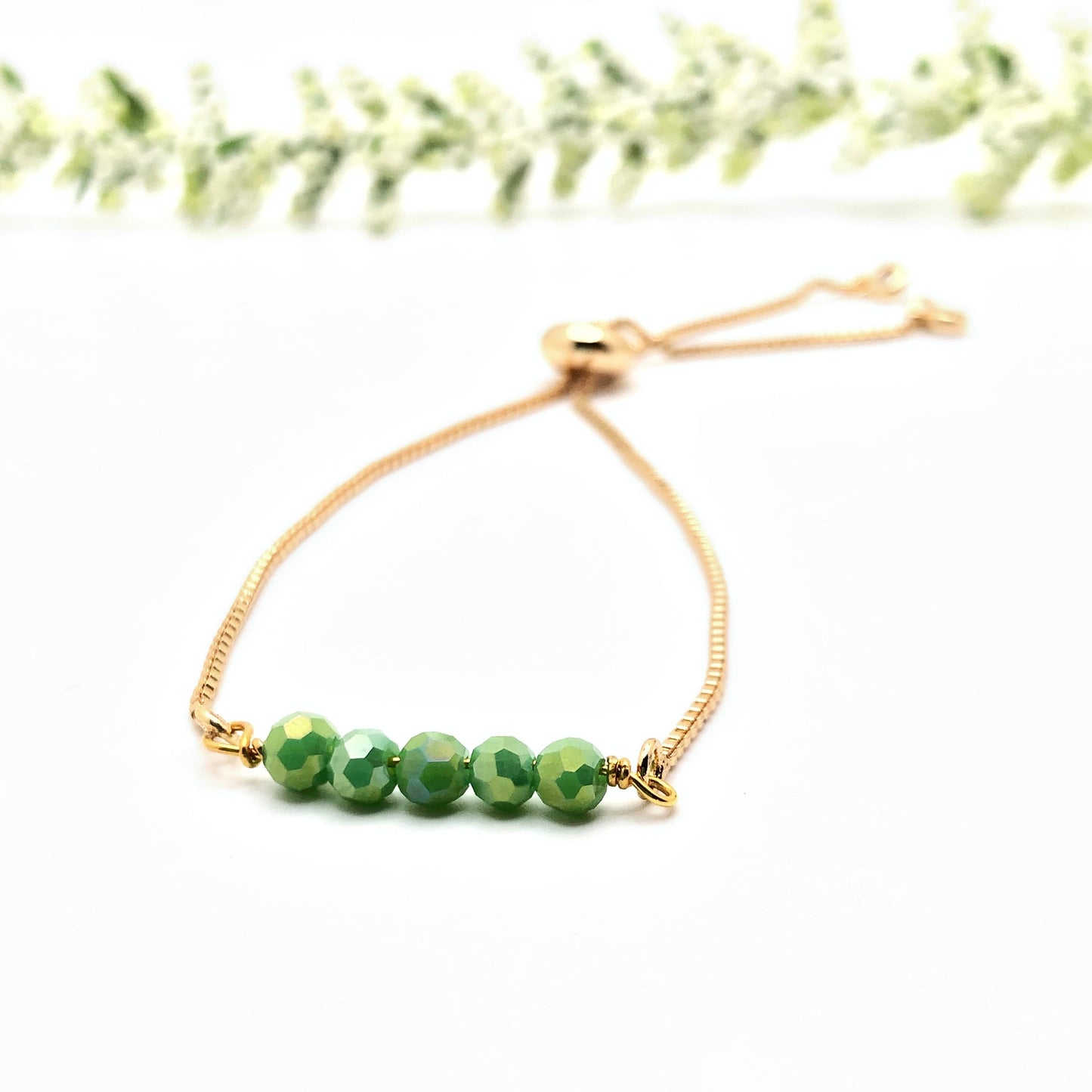 Dainty Thin Gold Adjustable Crystal Bracelet