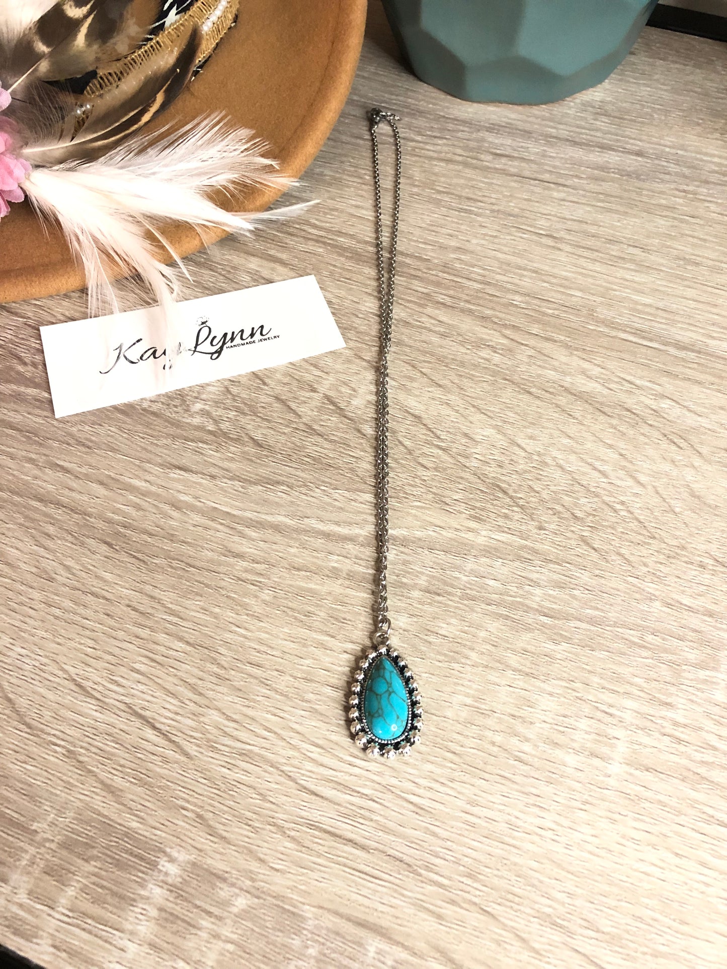 TEARDROP TURQUOISE Stone Pendant Necklace