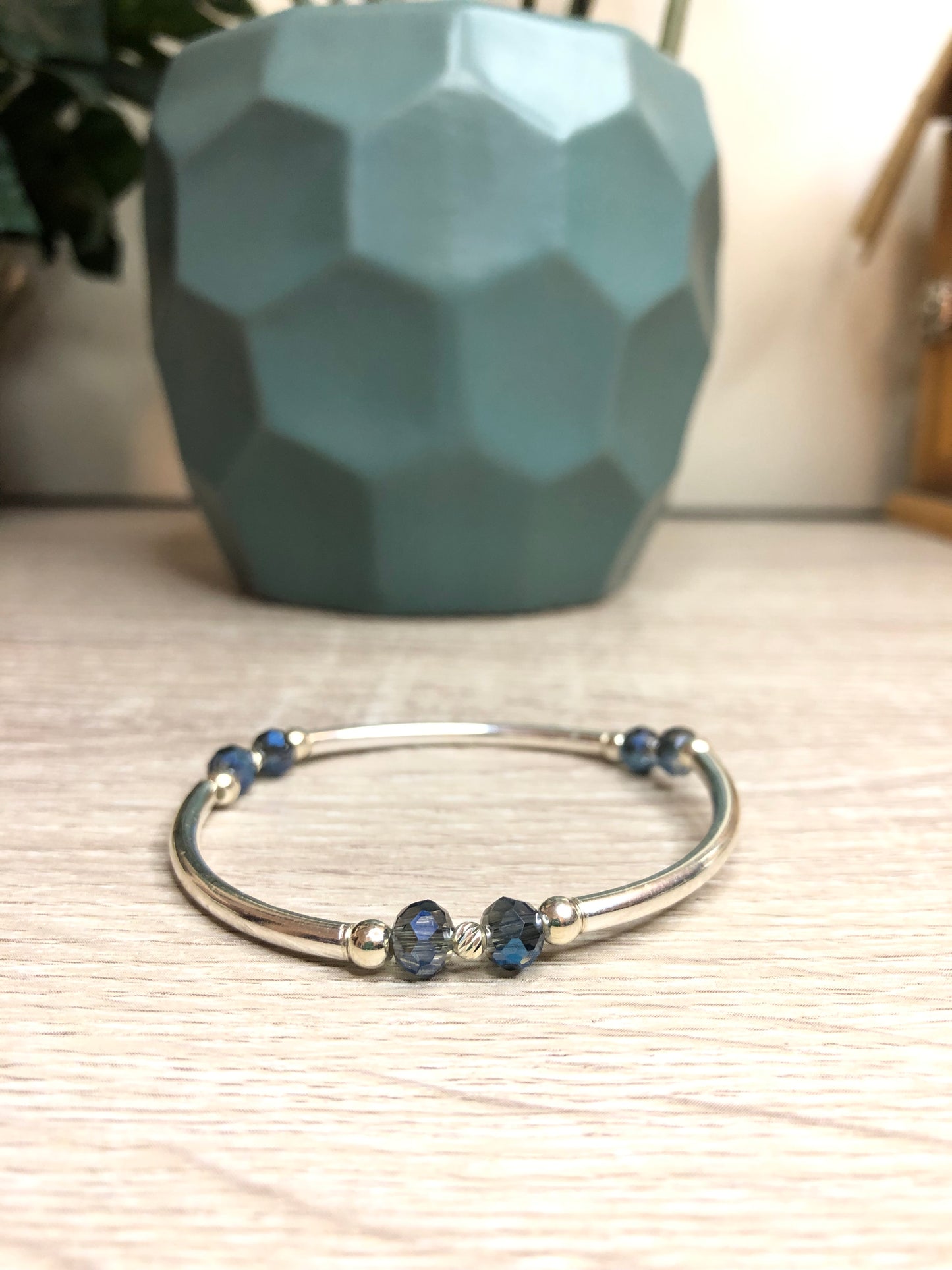 Sterling Silver Crystal Blue Bracelet