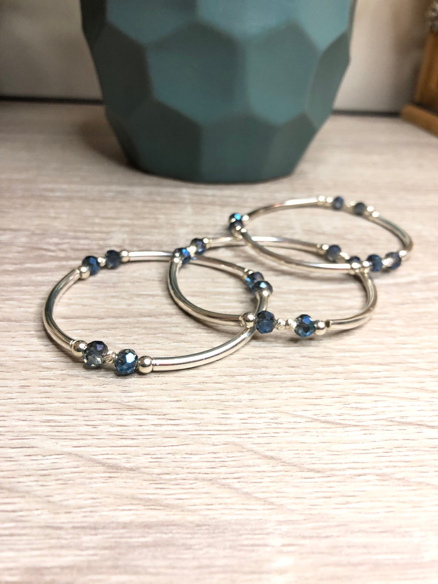 Sterling Silver Crystal Blue Bracelet