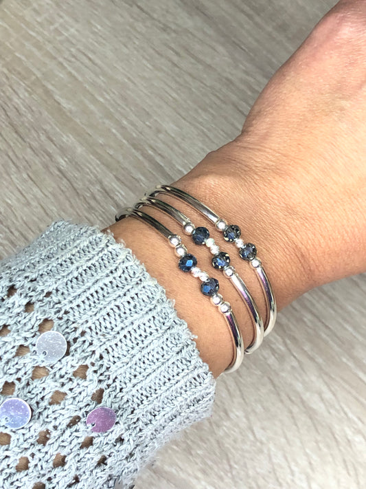 Sterling Silver Crystal Blue Bracelet