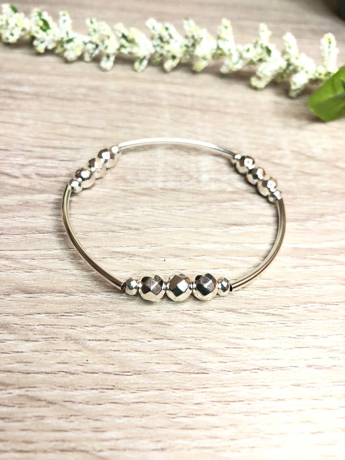 Silver Plated Bangle Bracelet | Titanium Silver Hematite Bangle Bracelet