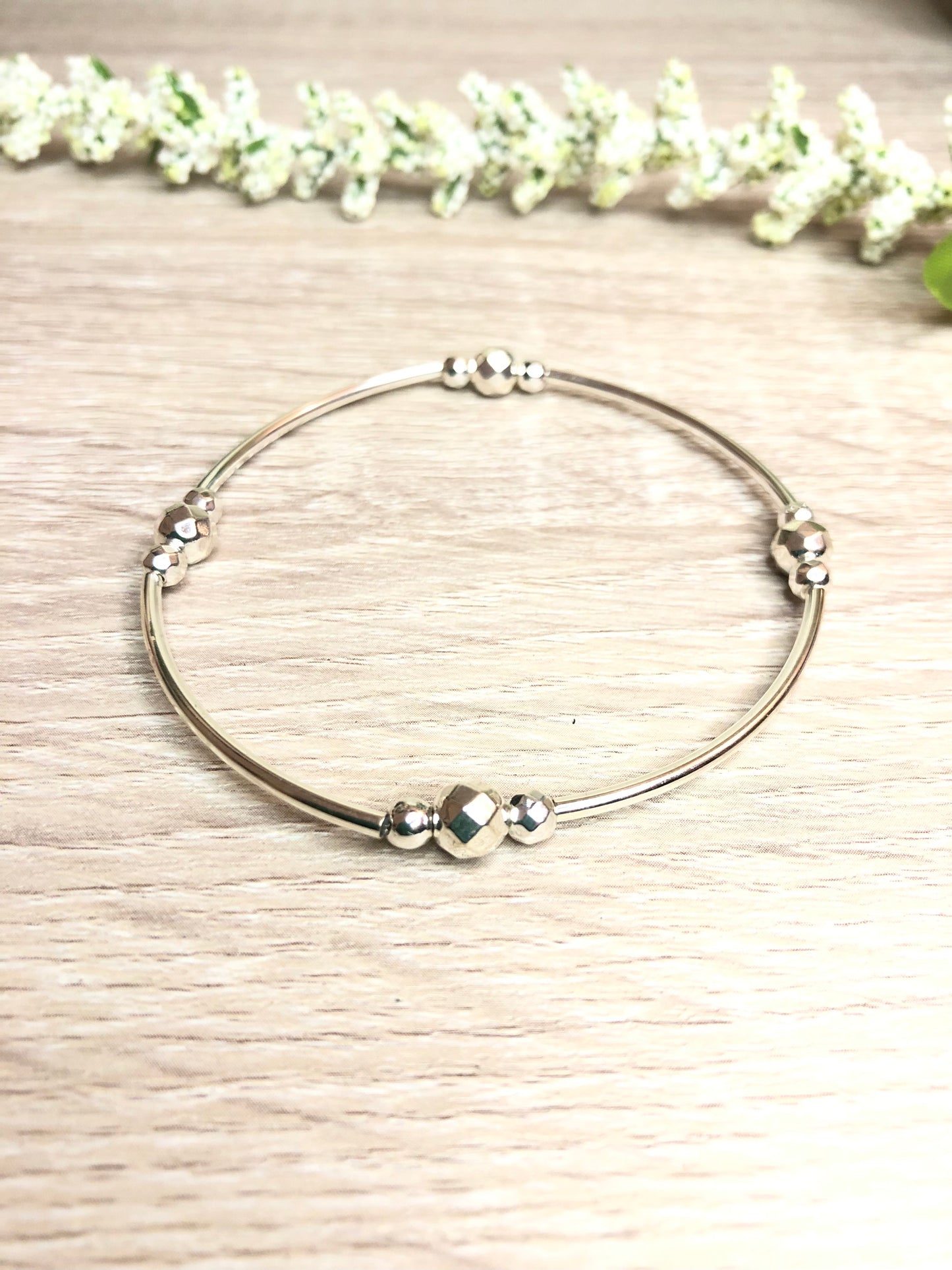 Silver Plated Bangle Bracelet | Titanium Silver Hematite Bangle Bracelet