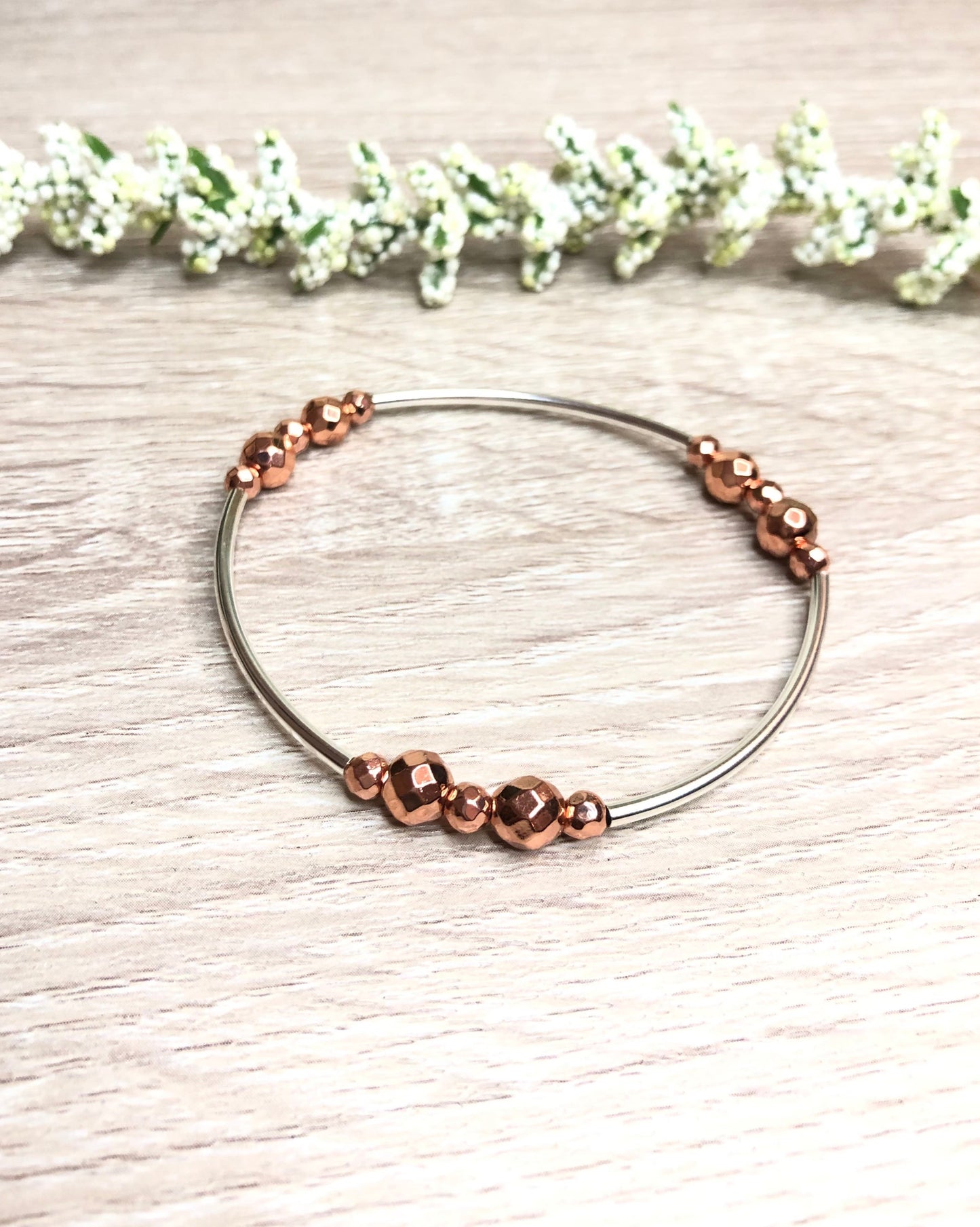 Rose Gold Silver Bangle Bracelet