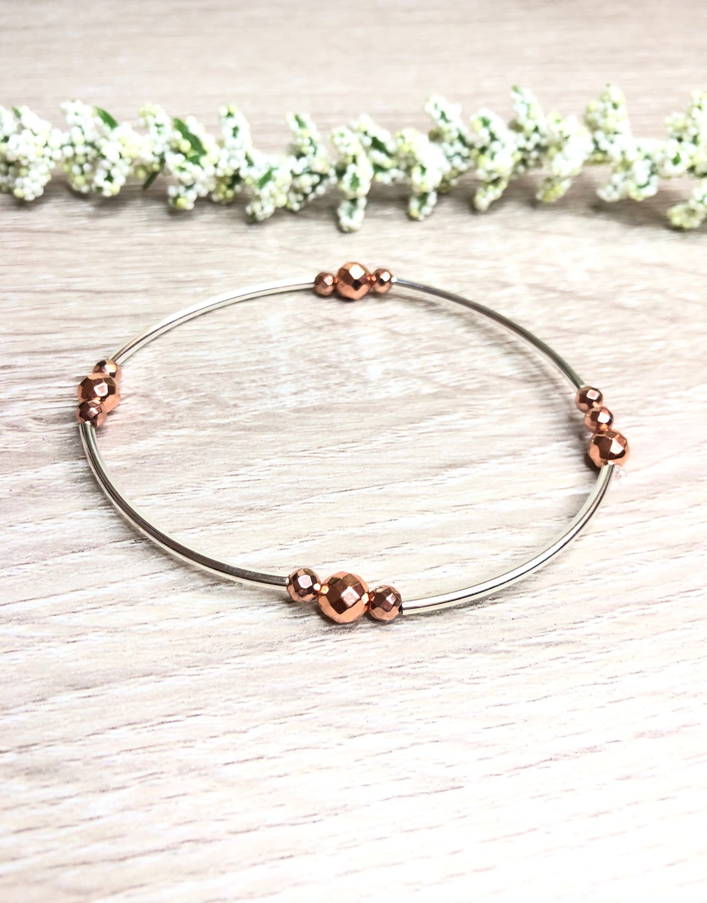 Rose Gold Silver Bangle Bracelet