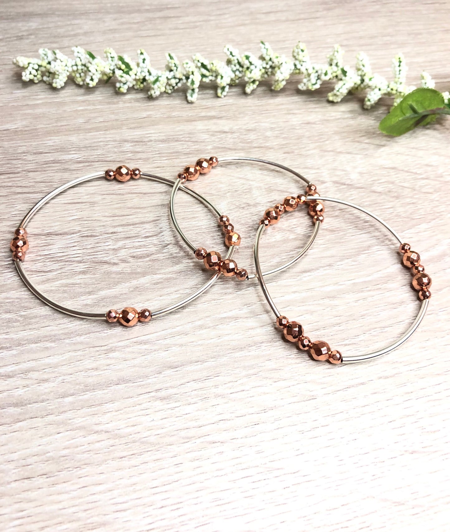 Rose Gold Silver Bangle Bracelet