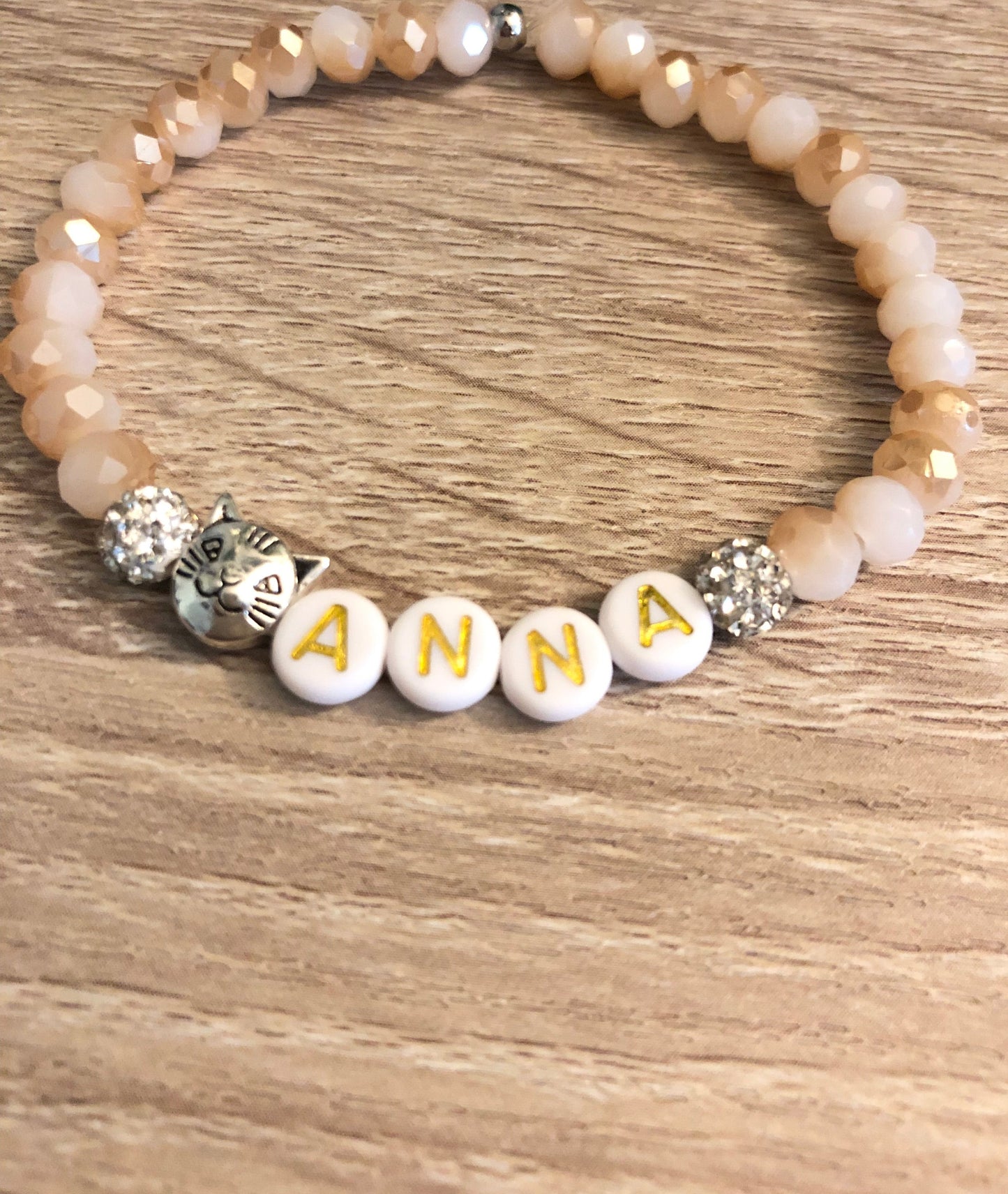 Personalized Cat Charm Stretch Bracelet