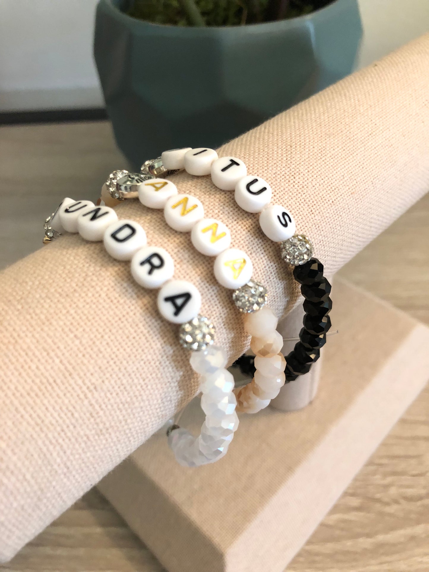 Personalized Cat Charm Stretch Bracelet