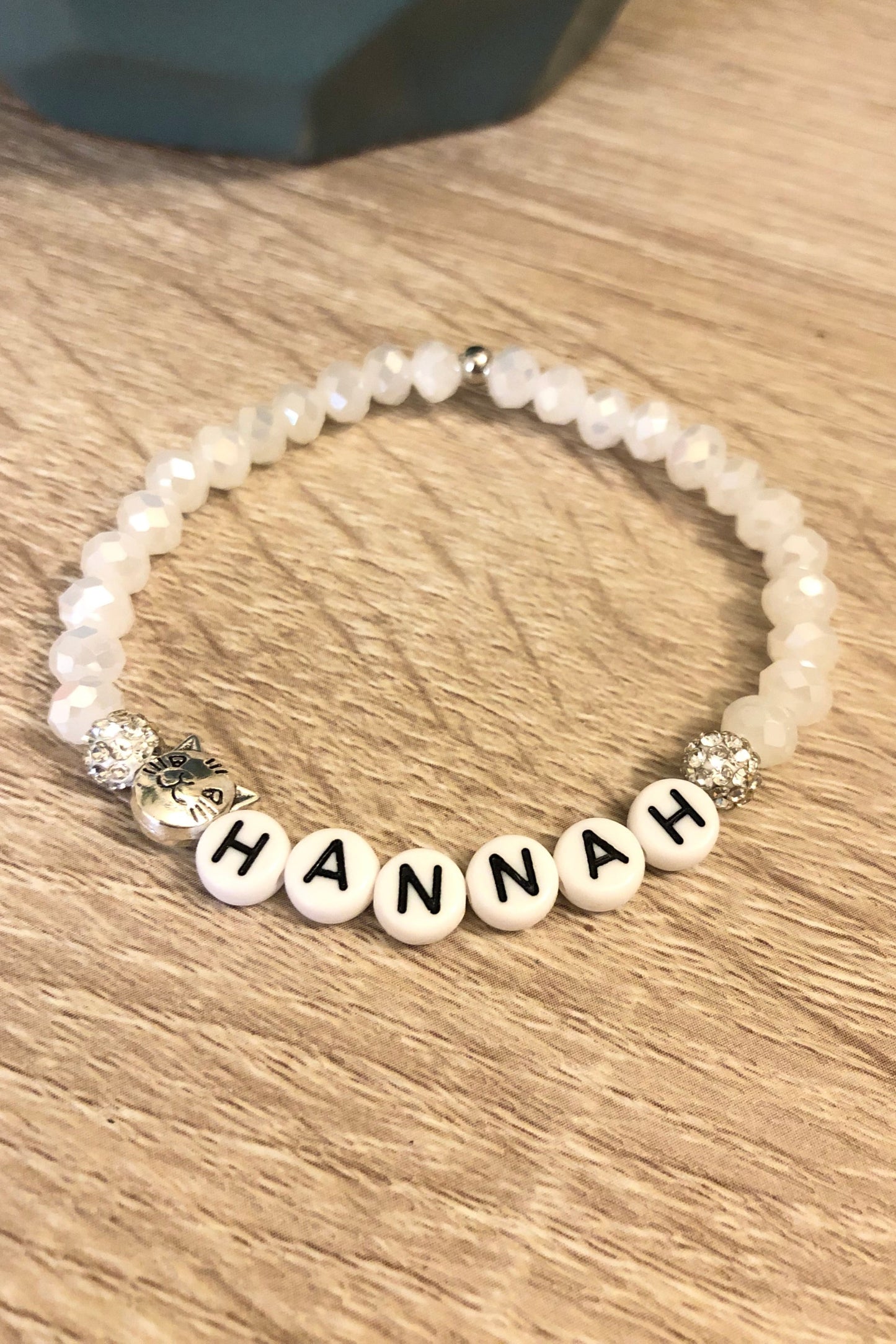 Personalized Cat Charm Stretch Bracelet