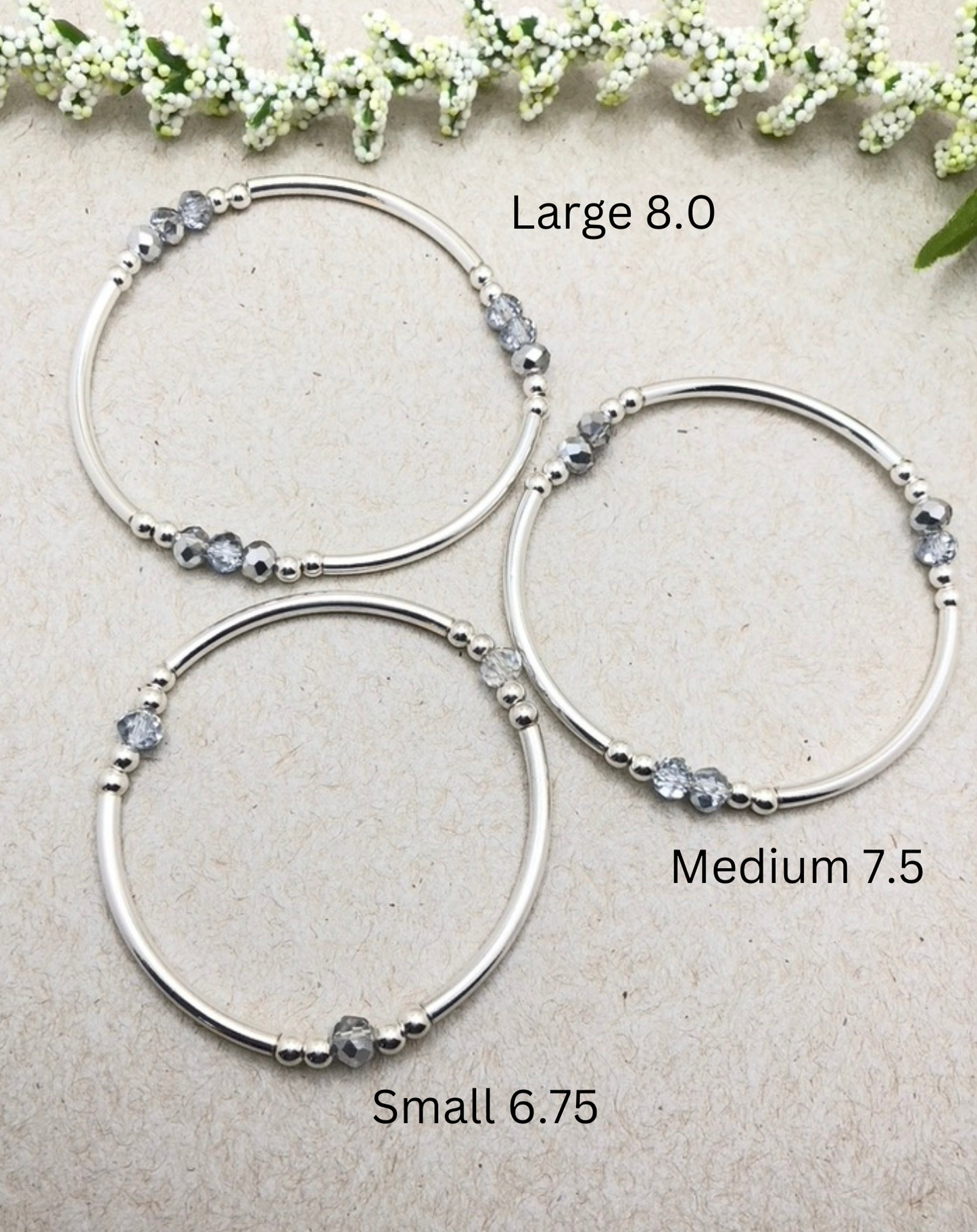 Sterling Silver Crystal Stacking Stretch Bracelet