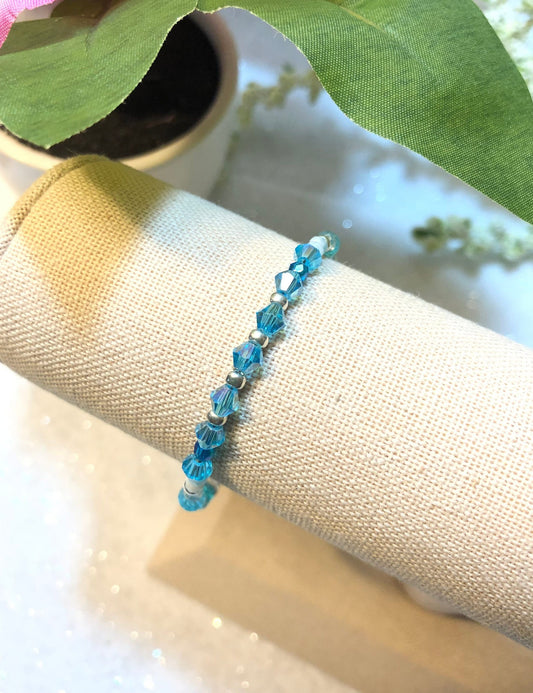 Aqua Crystal - March Birthstone Bracelet