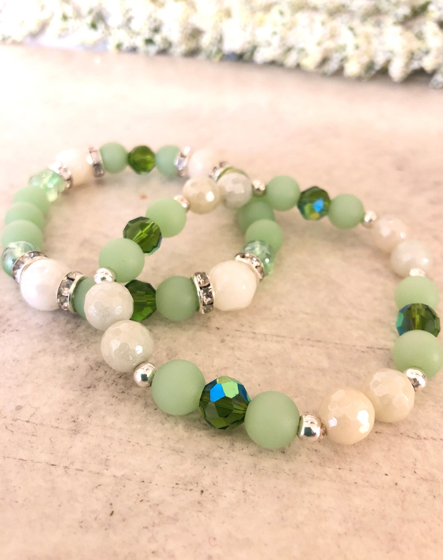 Amazonite Gemstone Crystal Sea Glass Bracelet