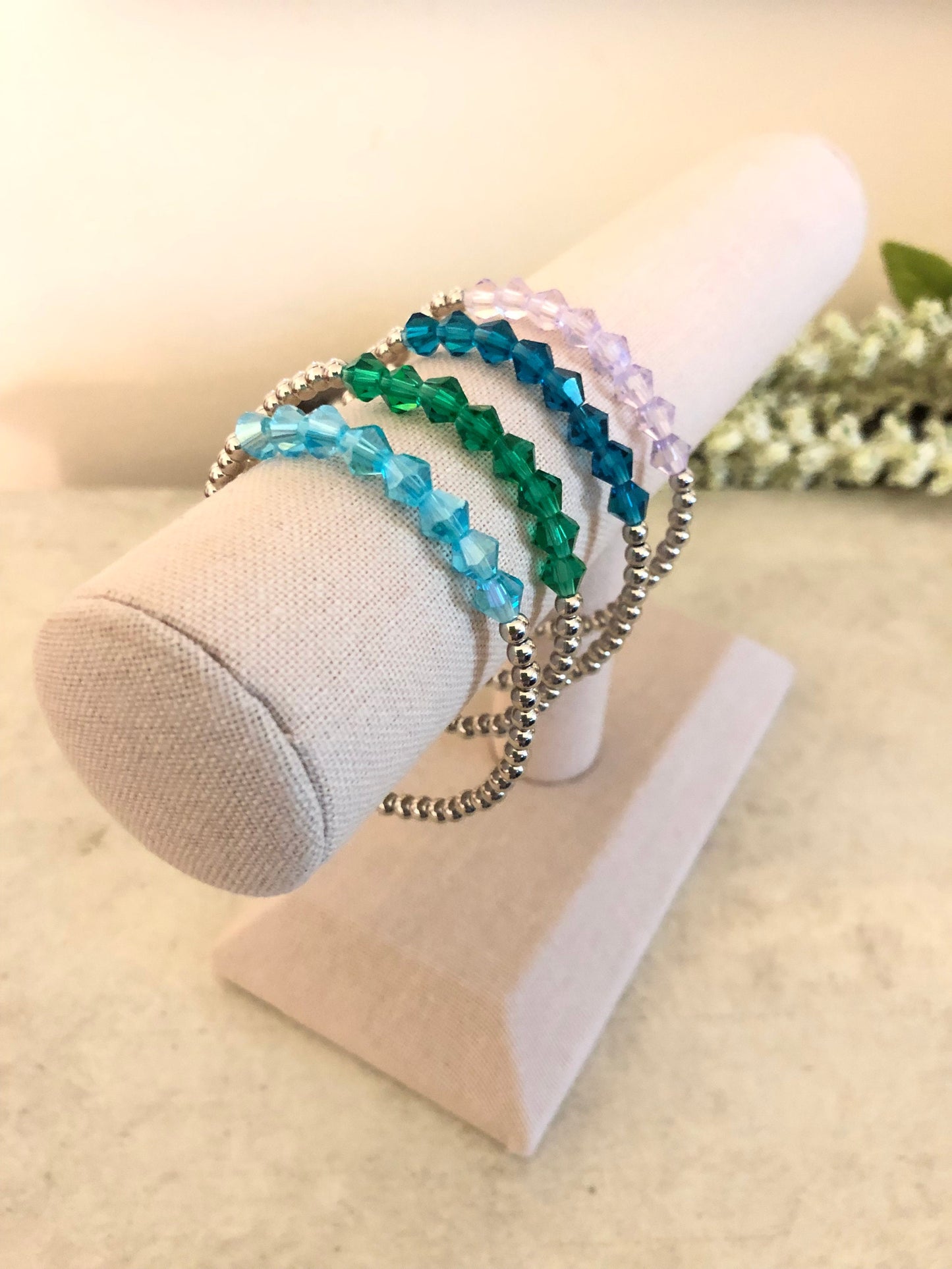 Sterling Silver Plated Color Block Bracelets