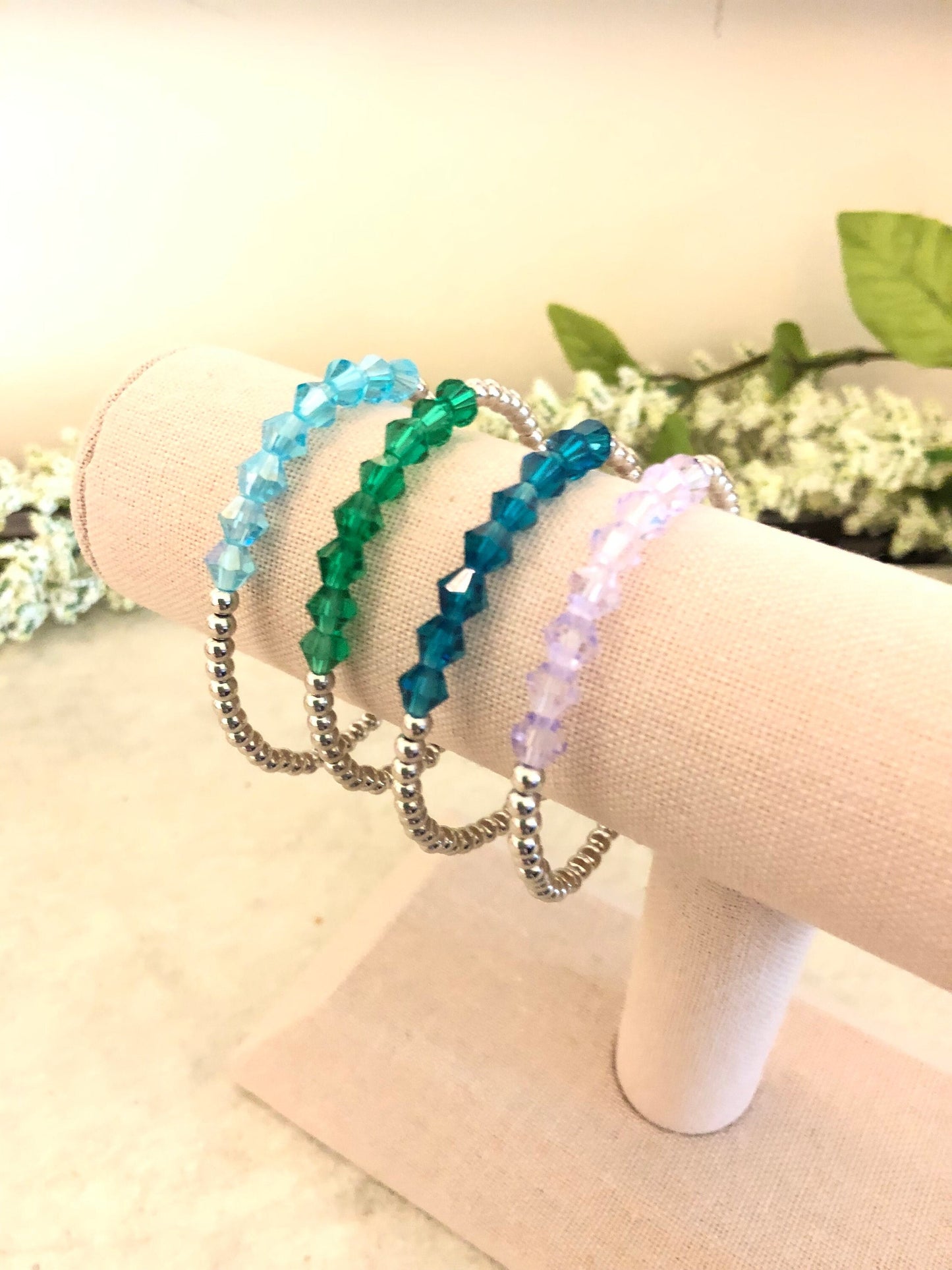 Sterling Silver Plated Color Block Bracelets